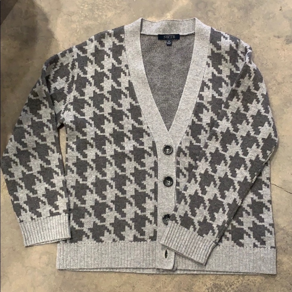 Houndstooth Wool & Cashmere Cardigan